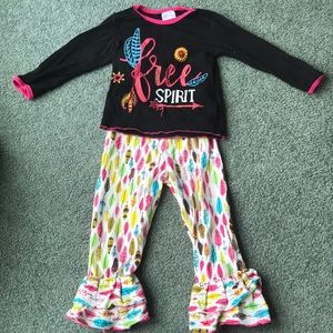 Matching pant set with feather pants